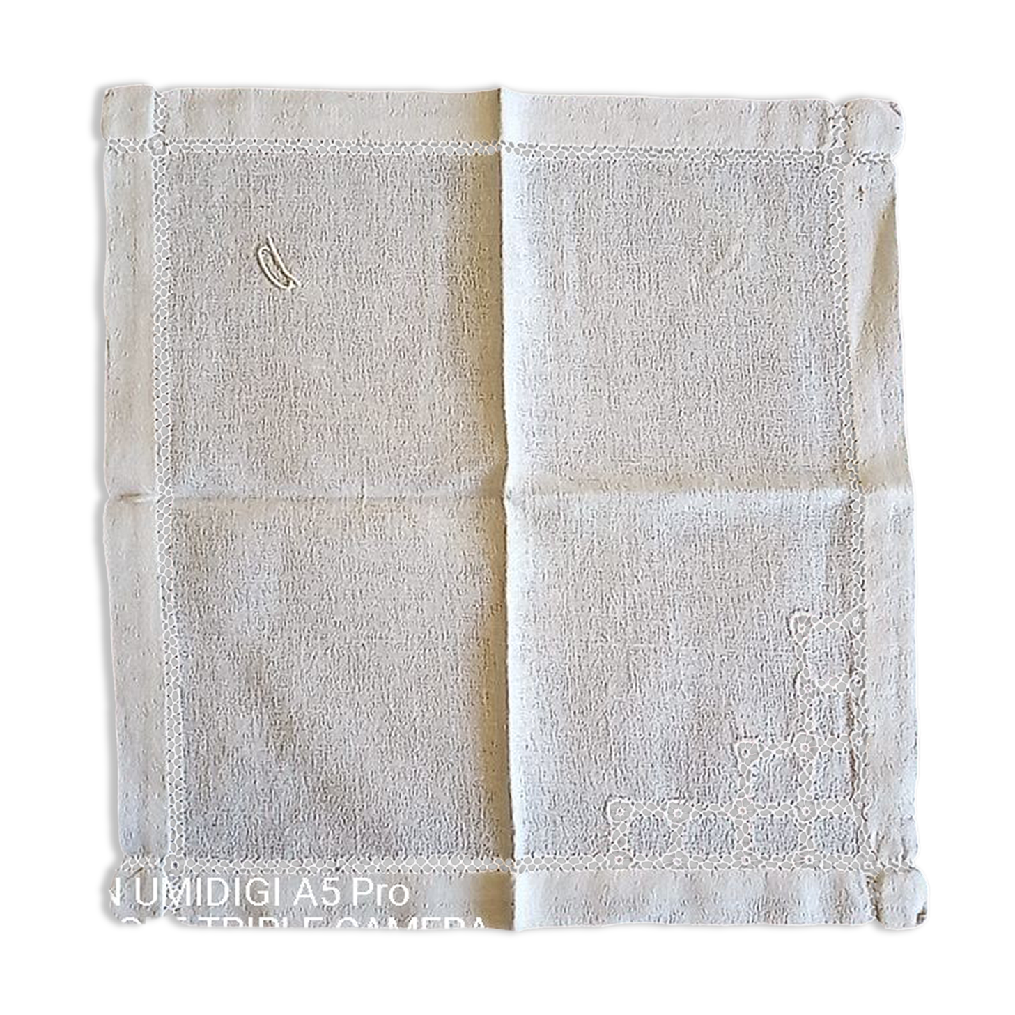 Antique table linen - monogrammed d (or a)