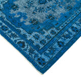Handmade carved anatolian 1970s 172 cm x 289 cm blue rug
