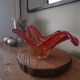 Large orange-red blown glass bowl