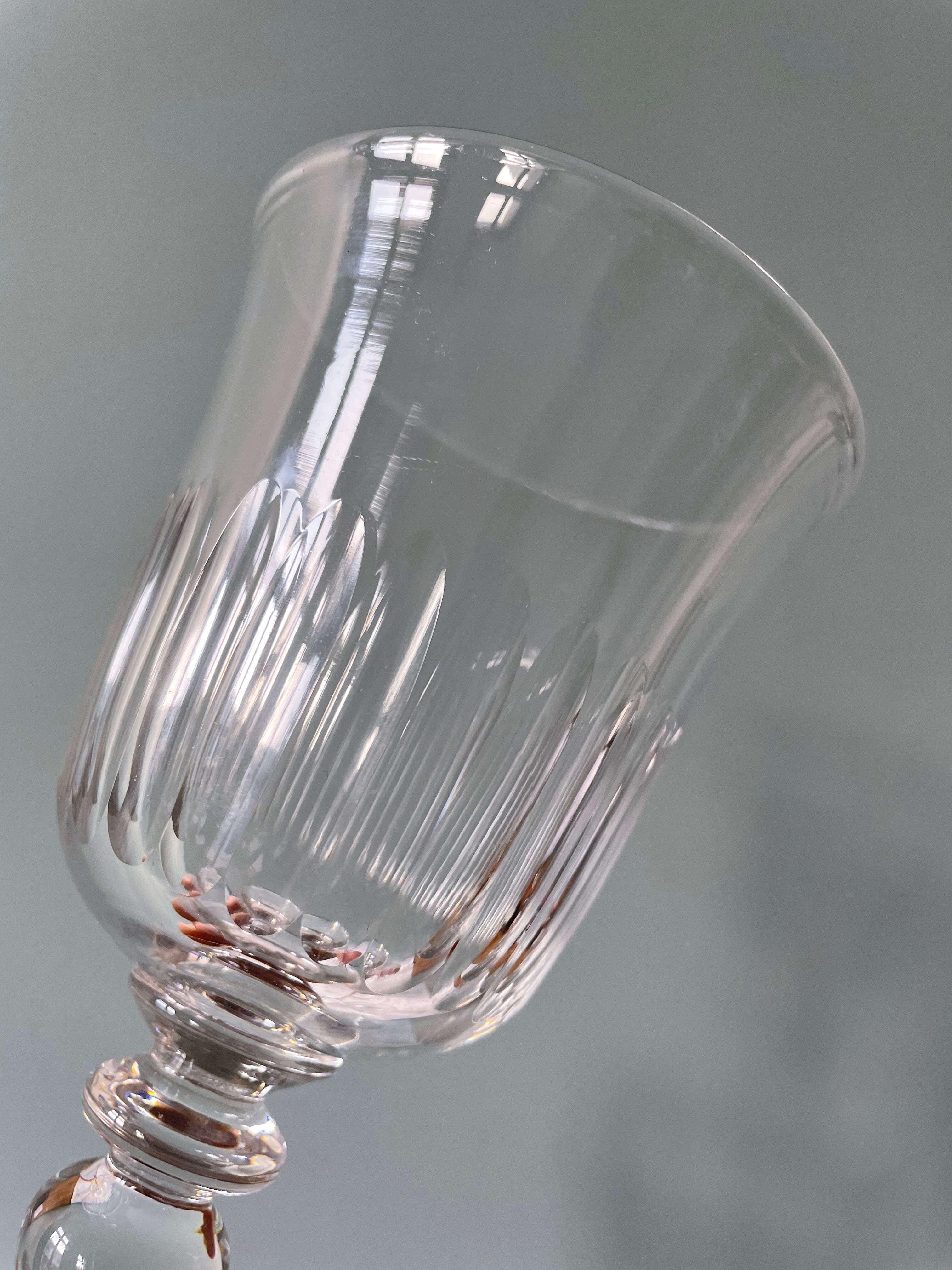 Set of 9 antique foot glasses in cut crystal
