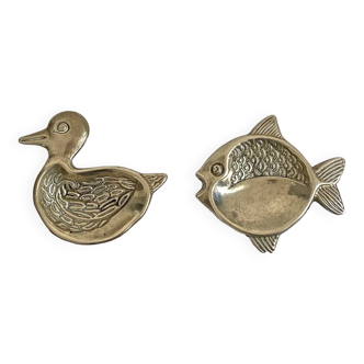 Set of 2 vintage 70's brass ashtrays