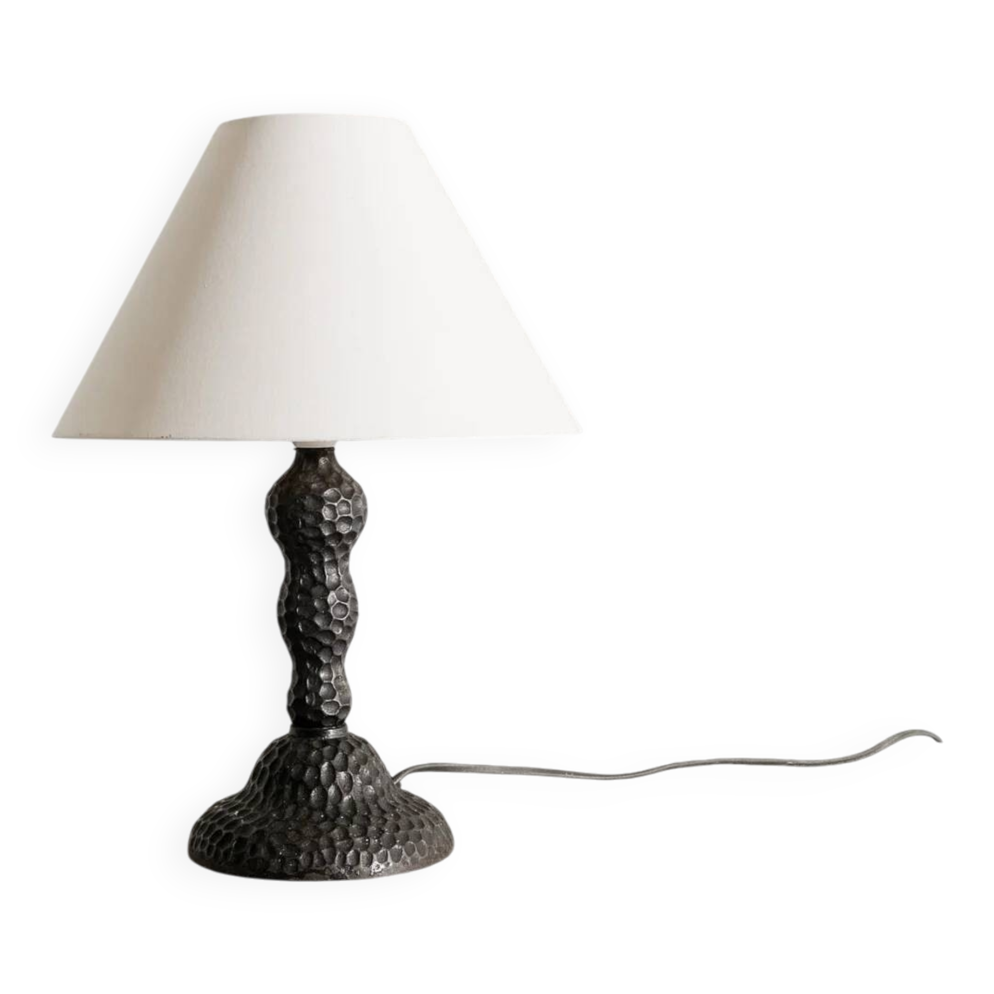 Vintage Danish Mid Century Sculptural Cast Iron Table Desk Lamp, 1940s