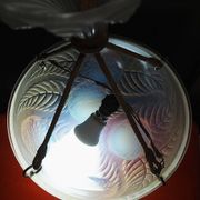René Lalique, pendant light, opalescent chandelier, "Dahlias", signed, excellent condition.