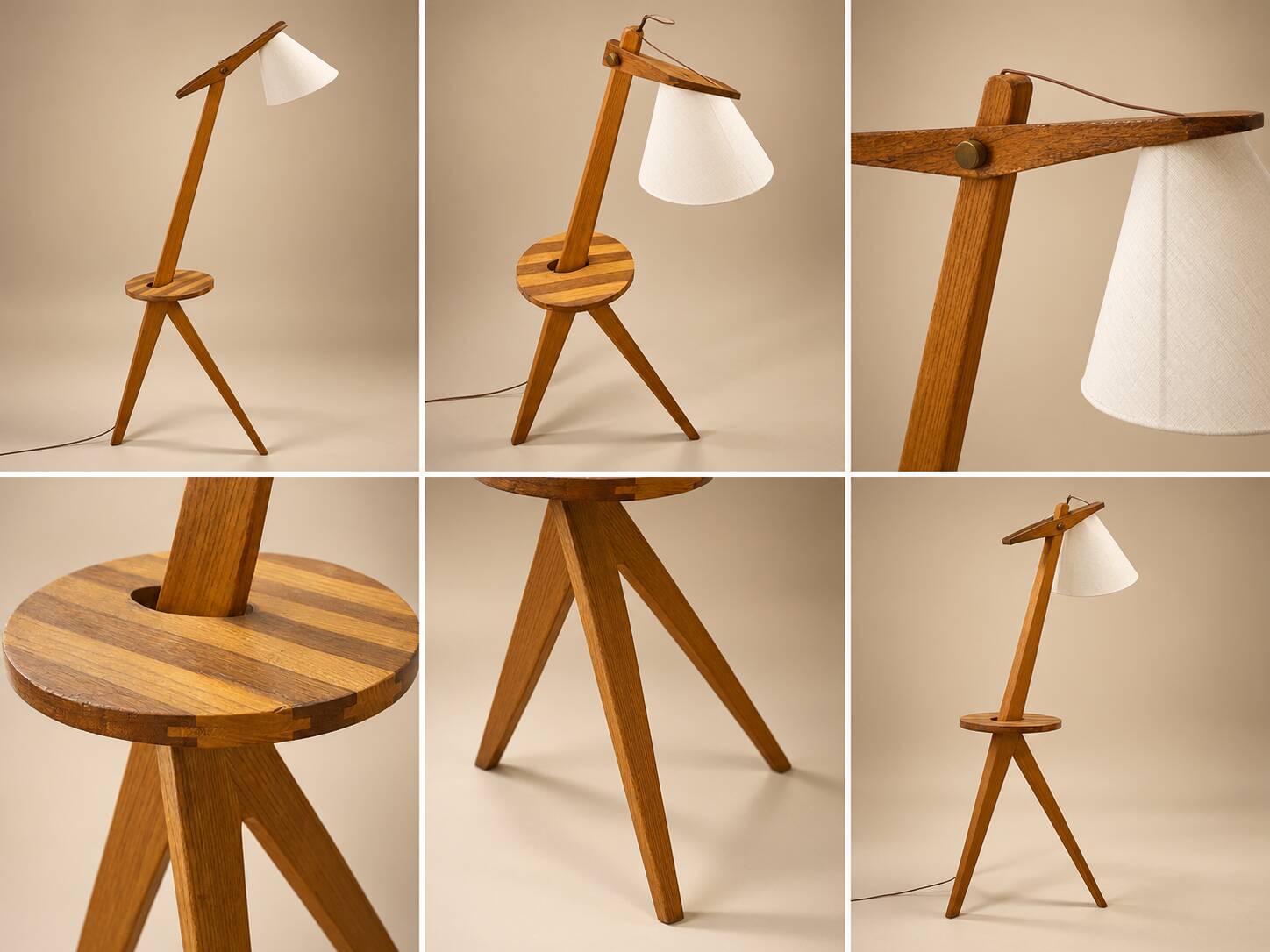 Tripod floor lamp in solid wood - Sweden - 1950