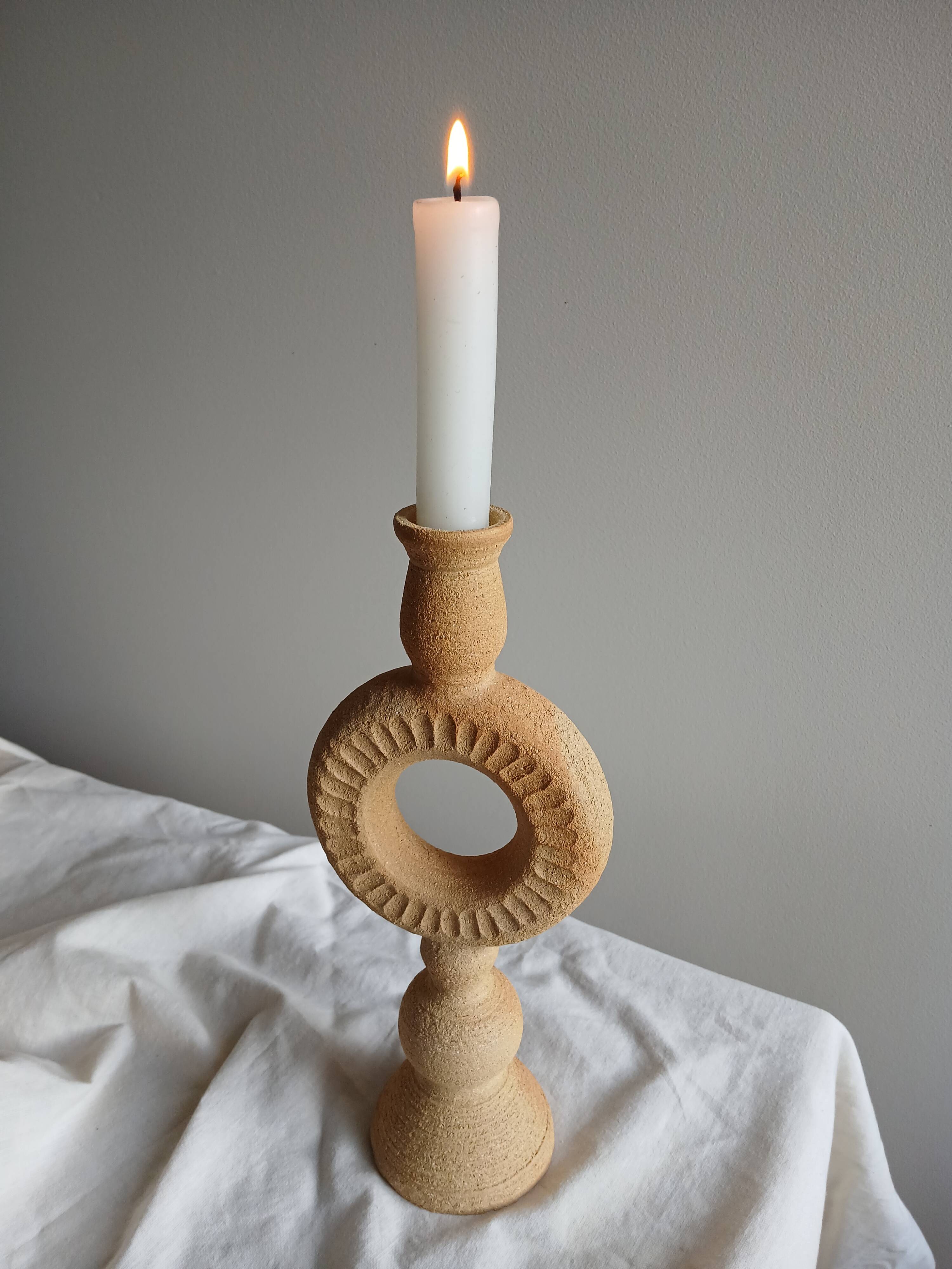Chandelier in raw red stoneware