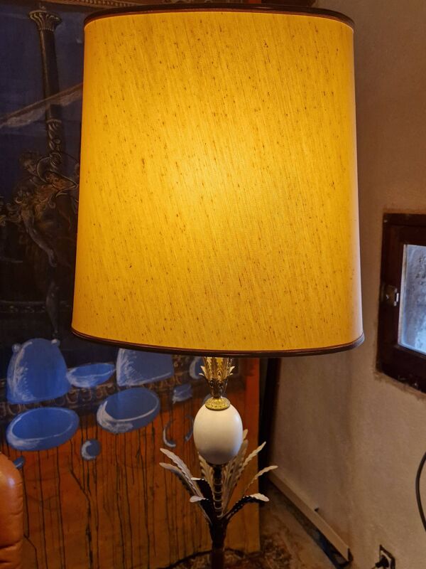Lampe oeuf d'autruche et ananas style Jansen