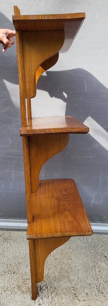 3-shelf oak wall shelf