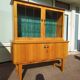 Small high sideboard - sideboard - wood - glass - vintage