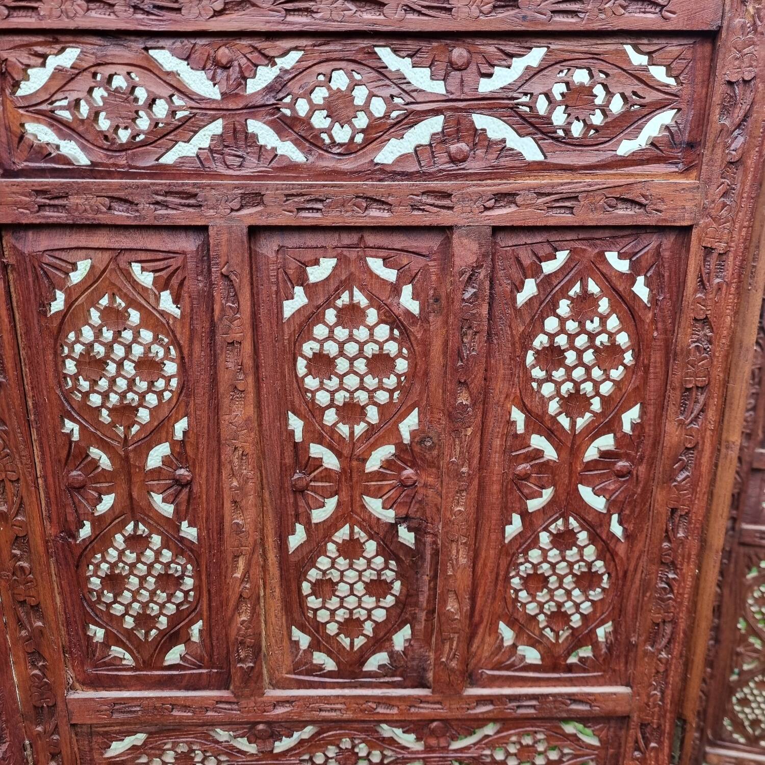 Indonesian screen 4 teak panels