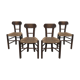 Set of 4 brutalist chairs wood and rope, popular art