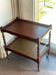 Vintage wooden and gilded brass rolling dessert trolley