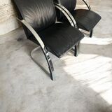 Gisberger chrome leather armchairs circa 1980
