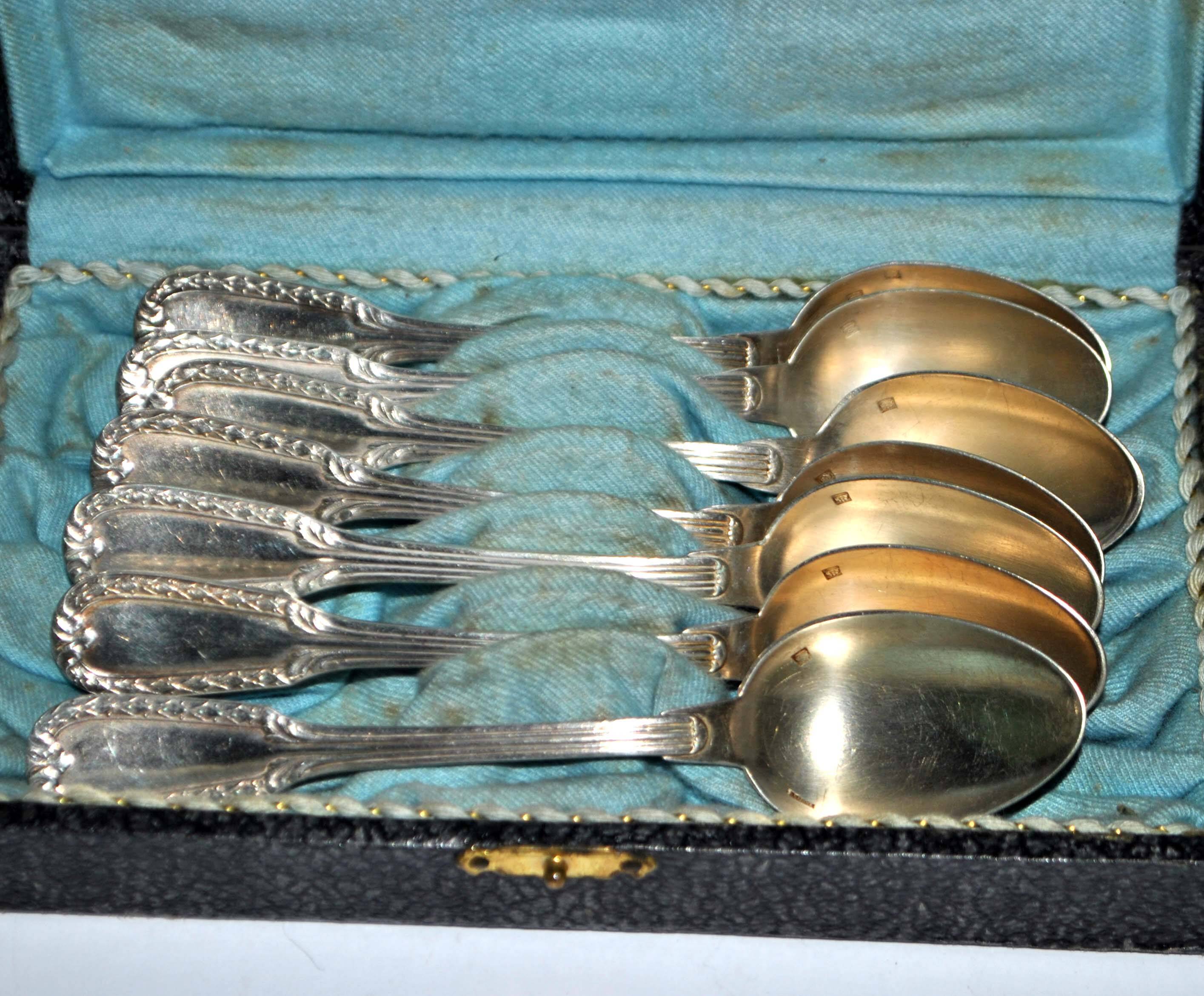 Set of 6 silver-plated coffee spoons Goldsmith Boulenger tulip frieze decoration 14cm