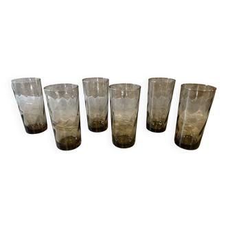 6 Luminarc smoked glass glasses