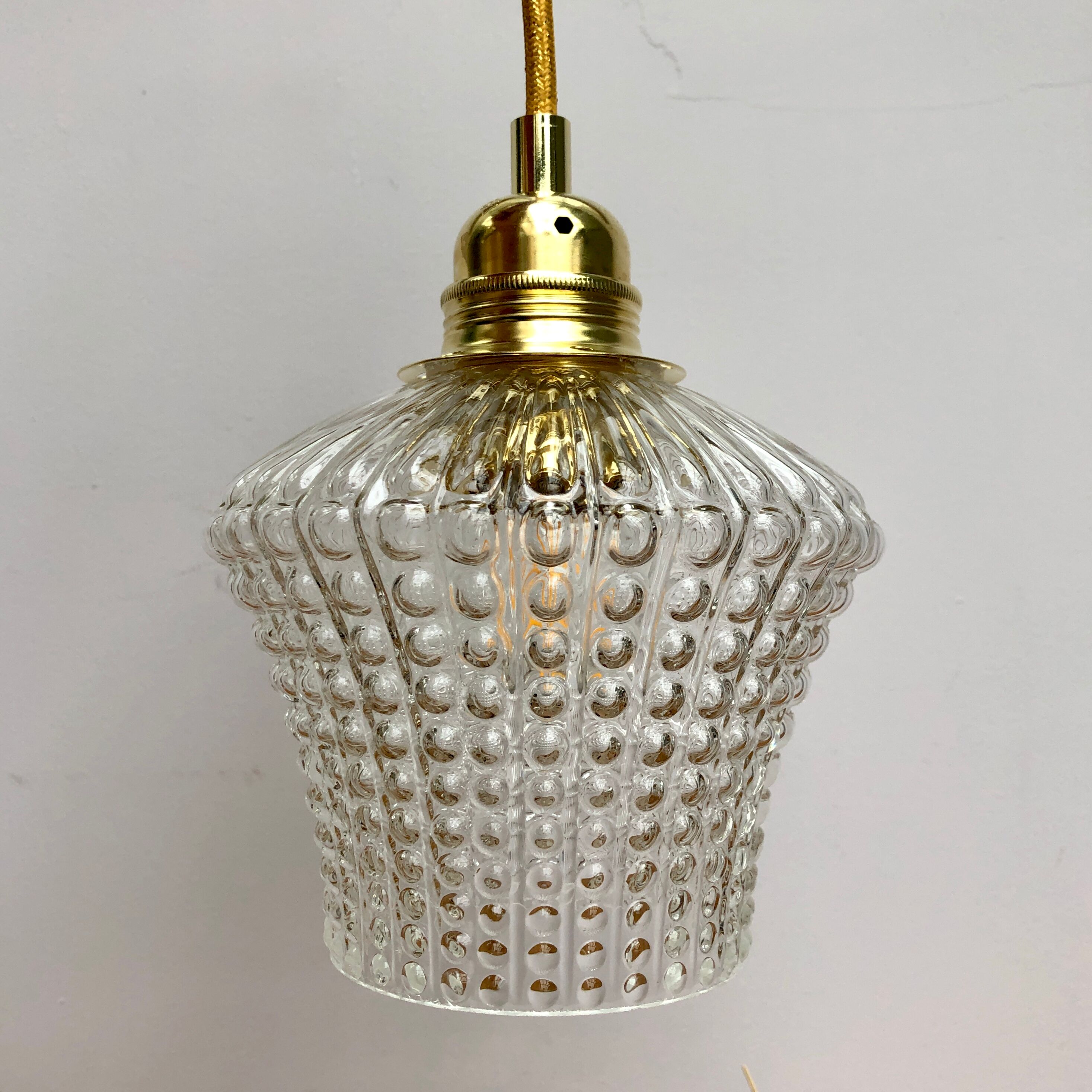 Vintage glass tulip hanging lamp