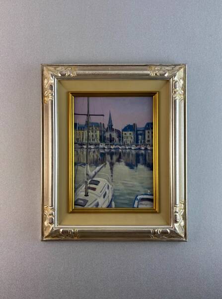 Small port town Oil on canvas