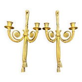 Paire d’appliques Murales en Bronze doré de style Louis XVI.Époque XX 