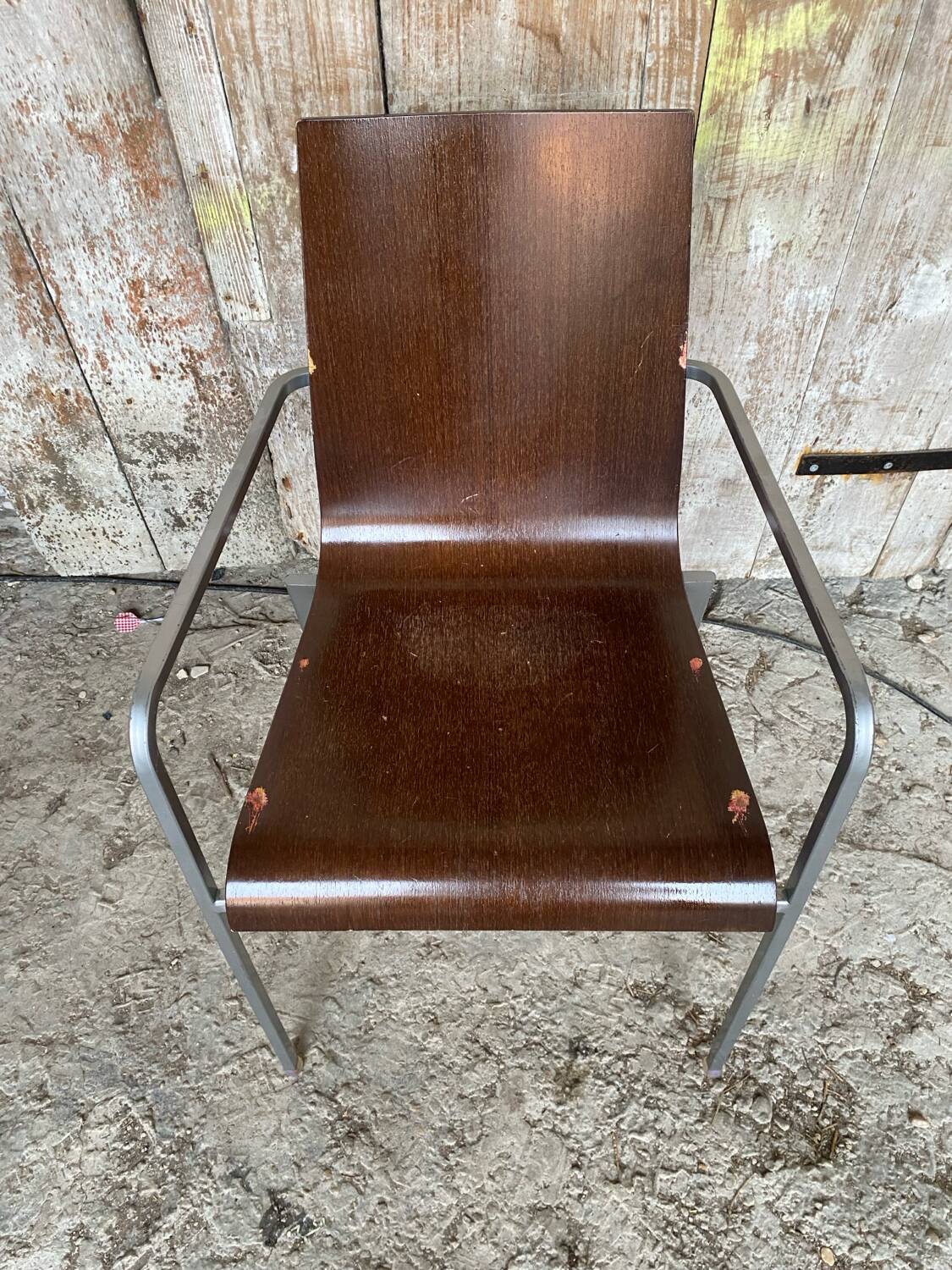 ZOE Armchair Design By Archirivolto LIGNE ROSET Grey Metal + Wood Shell