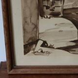 Vintage signed monochrome watercolors