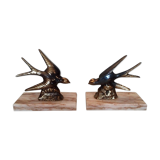 Pair of art deco swallows bookends