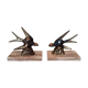 Pair of art deco swallows bookends