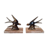 Pair of art deco swallows bookends