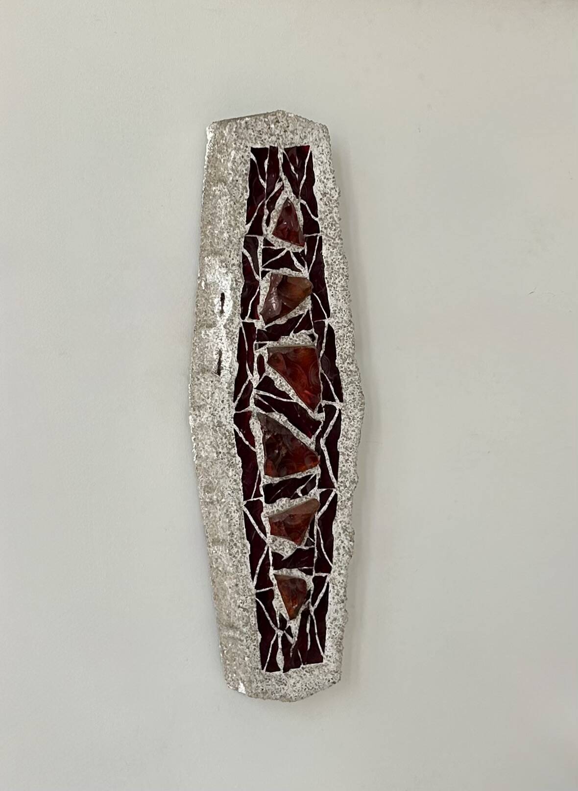 XL "stained glass" wall sconce, glass and cement, Sweden 1950