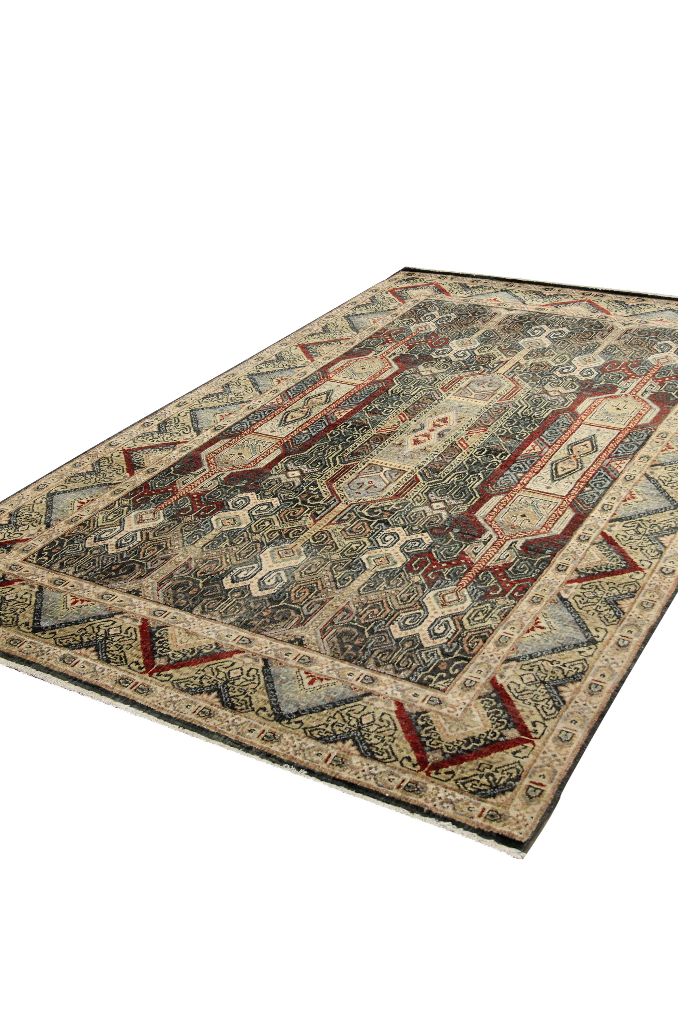 Handmade Traditional Indian Area Rug Fine Oriental Wool Carpet- 122x187cm