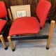 PAIR OF VINTAGE DESIGN ARMCHAIRS FROM THE 80S IN RED AND LIGHT BROS FABRIC