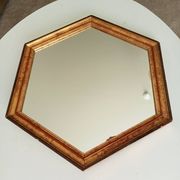 Vintage hexagonal bohemian chic mirror in gilded wood