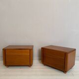Mid-Century Italian Walnut Bedside Tables with Drawers, 1960s, Set of 2