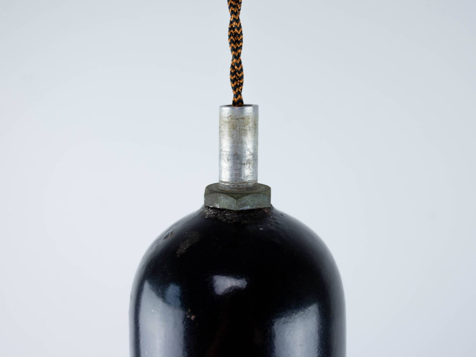 Industrial Black Metal Lamp with Visible Patina