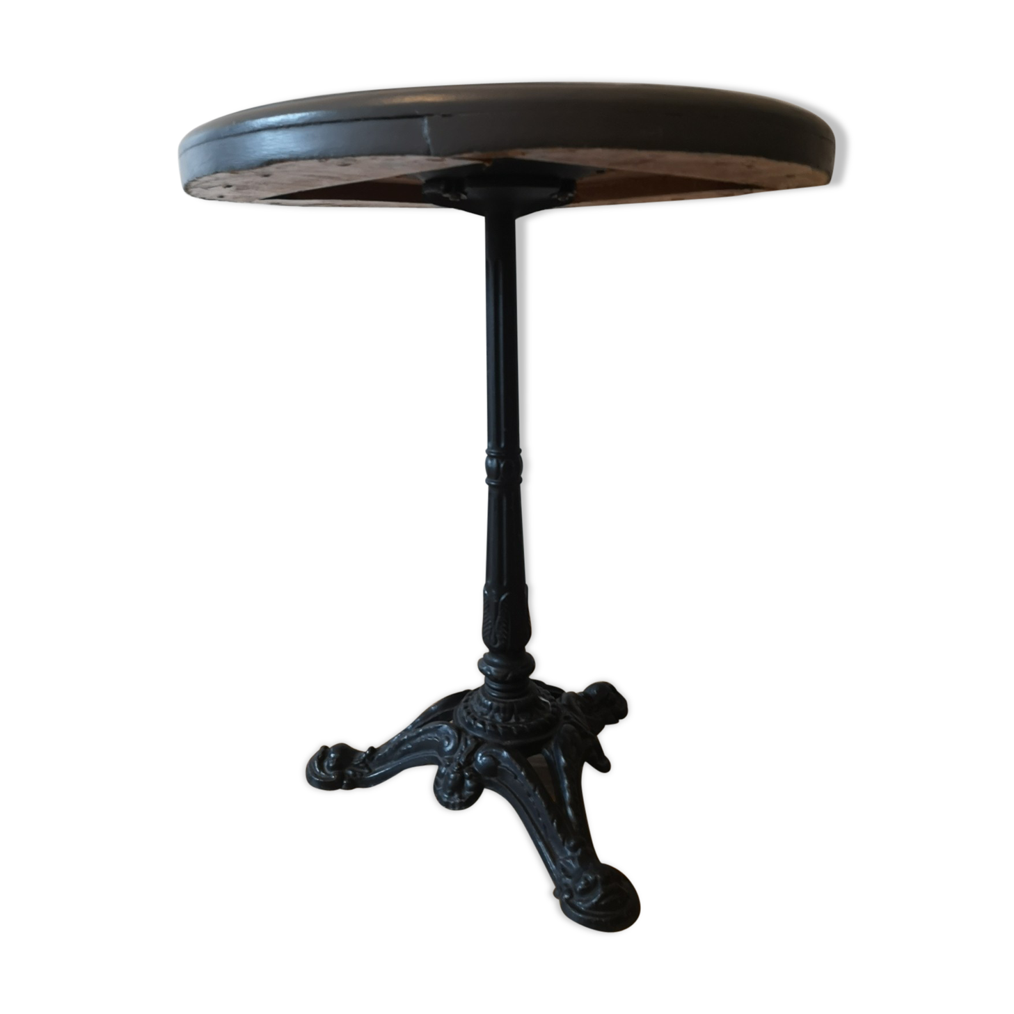 Bistro table 1930 foot cast iron and wooden tray