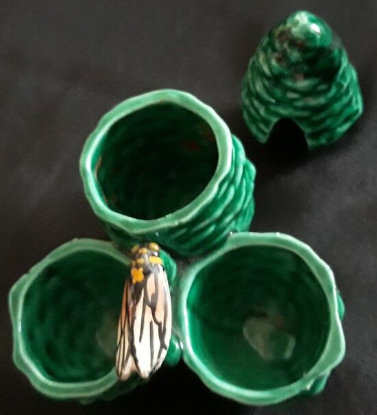 Mustard, salt and pepper shaker - 70s - Cicada ceramics