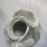 White porcelain rose shaped candle holders