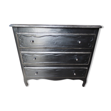 Louis XV style 3-drawer chest of drawers with steel buttons