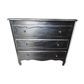 Louis XV style 3-drawer chest of drawers with steel buttons