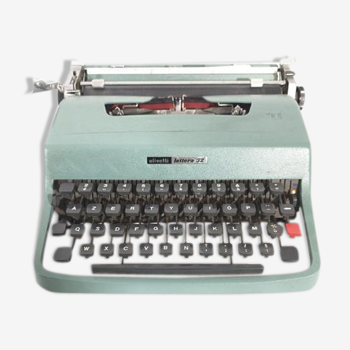 Typewriter, Olivetti Lattera 32, blue, vintage 1965