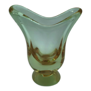 Vase 1960 verre souffle reflet