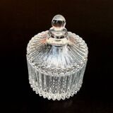 1960s pot with lid (fleur de sel..) ribbed transparent glass