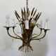Large wheat sheaf leaf gold gilt chandelier, 1960’s