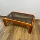 Pine coffee table with smoked glass top, 1970s/80s.