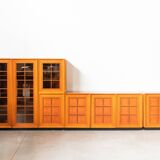 Living room modules in briar wood, “Caccia alla Volpe” model, 1970