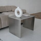 Minimalist brushed aluminum side table