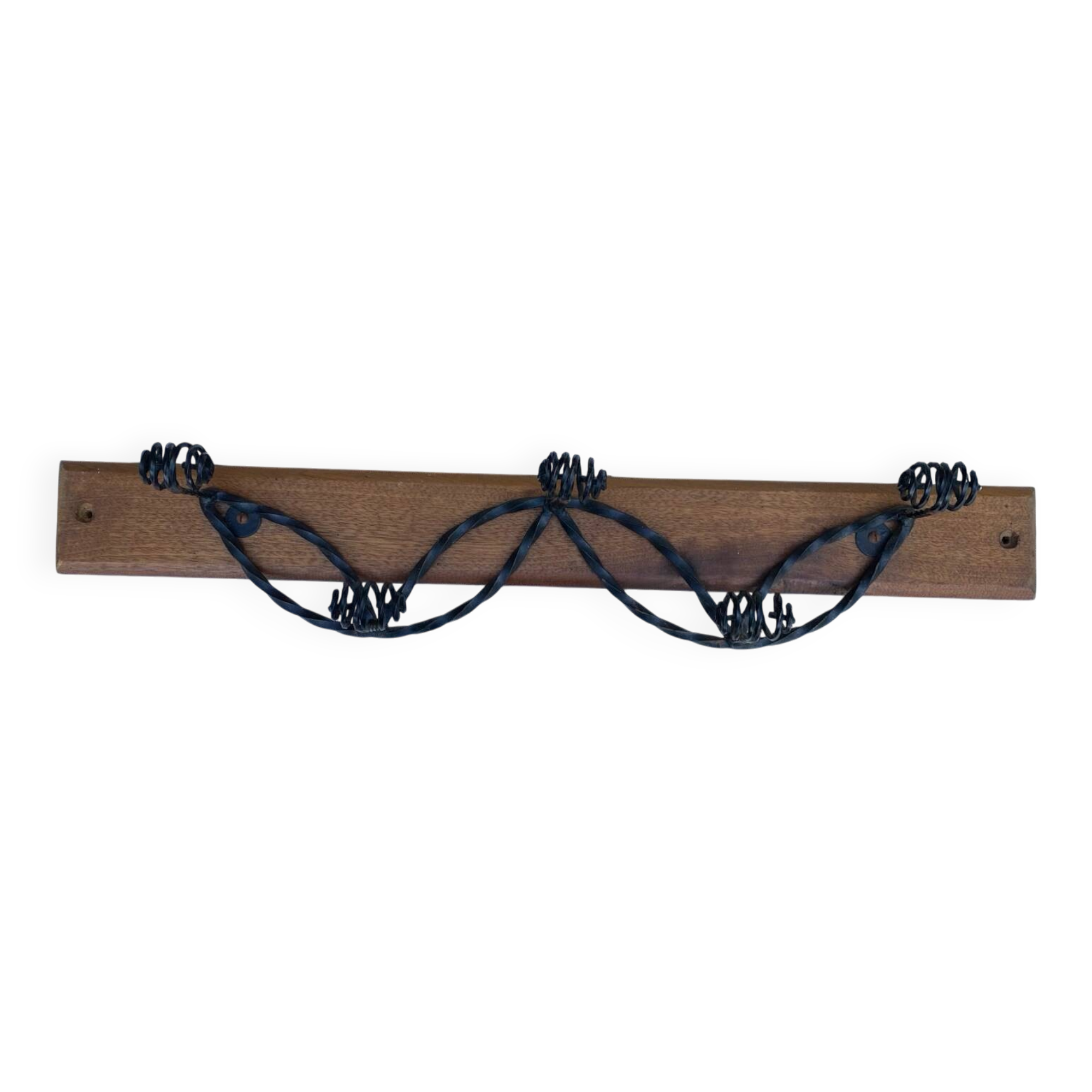 1950s metal and wood coat rack