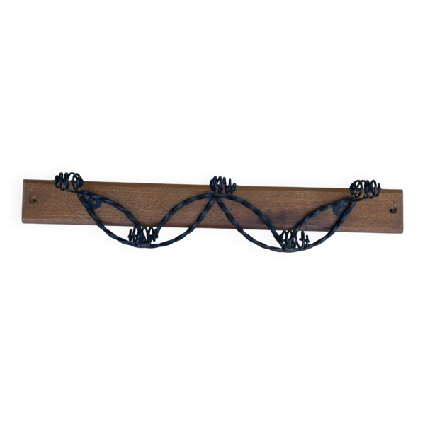 Portemanteau en métal et bois, années 50