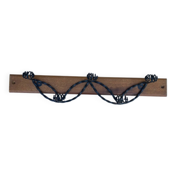 Portemanteau en métal et bois, années 50