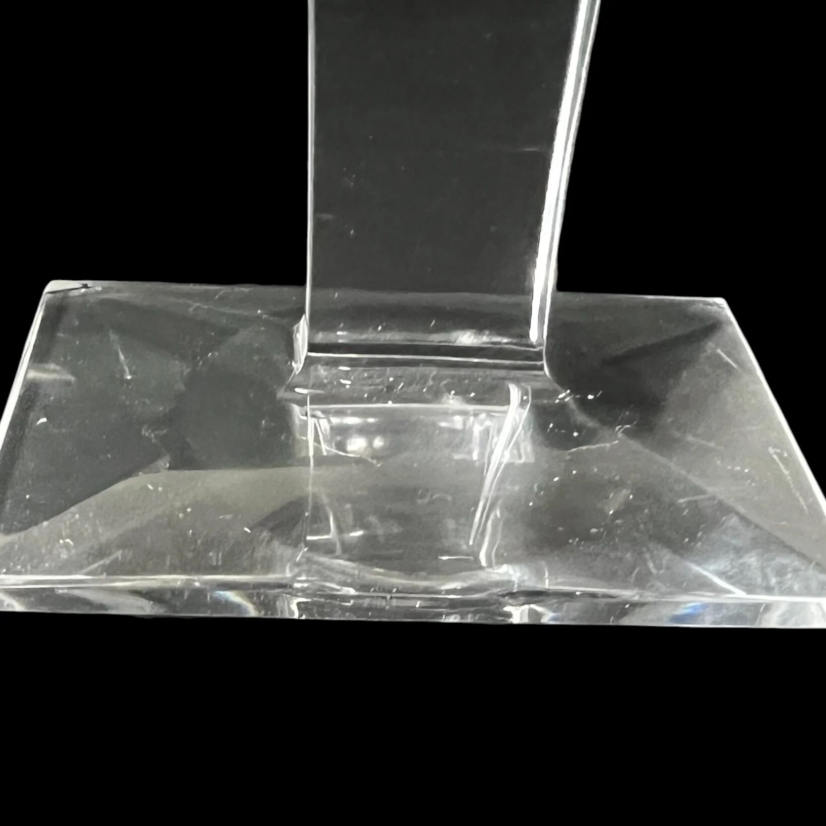 Set of 3 Art Deco crystal stemmed glasses - Bevelled rectangular base from the 1930s.