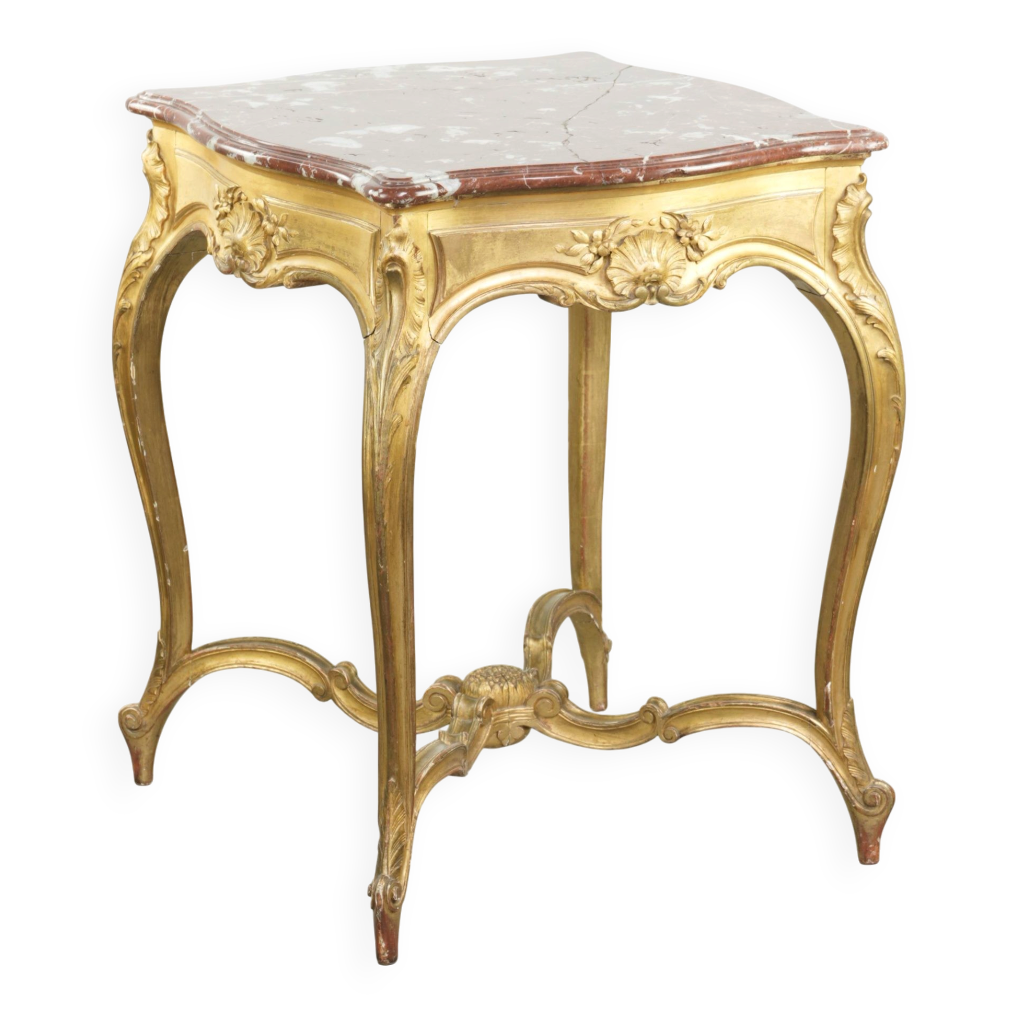 Antique French side table with marble tabletop from the 19th century