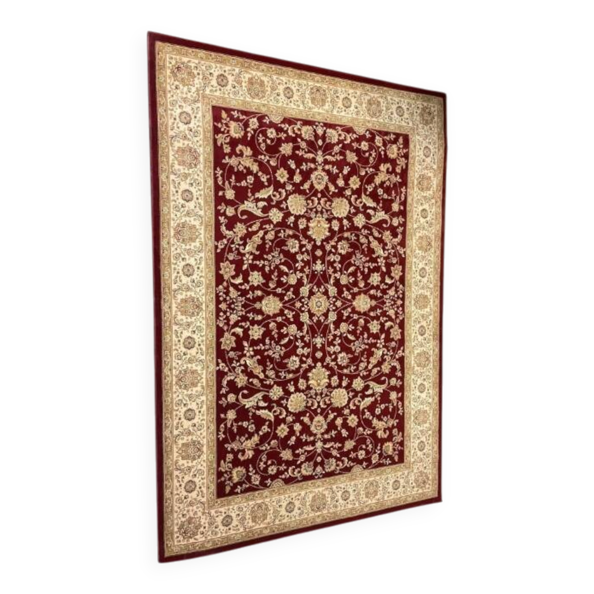 Classic Oriental Carpet Bordeaux & Gold Beige – Élégana red floral pattern